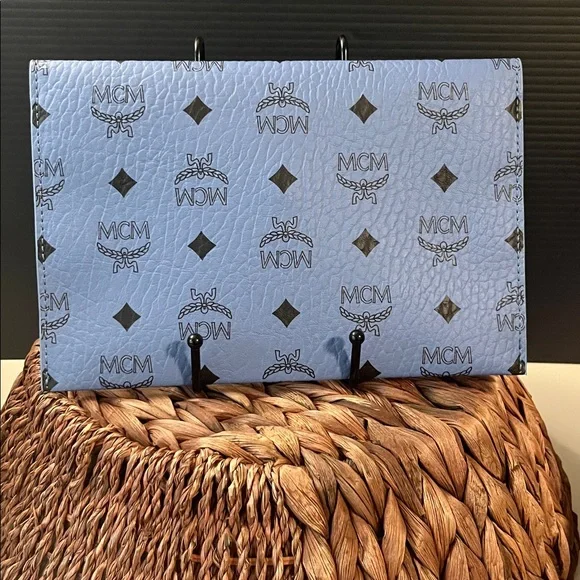 MCM Light Blue Logo Envelope Clutch - Picture 2 of 3